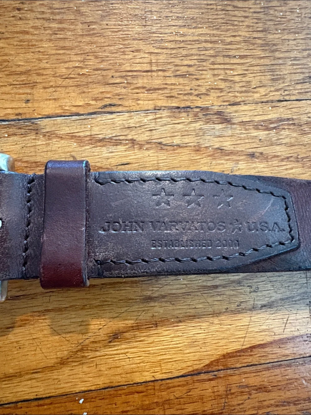 John Varvatos Dark Brown Leather Belt with Silver Buckle